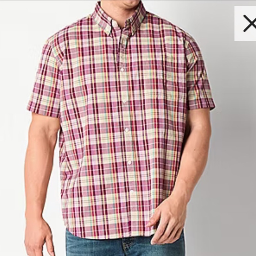 St. John's Bay Multicolor Plaid Casual Button Down Shirt NWT